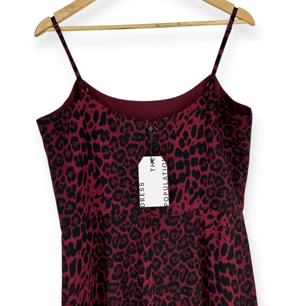 DRESS THE POPULATION NWT Shaireen Leopard Bodycon Dress SIZE XL Cherry Cola - Picture 5 of 11